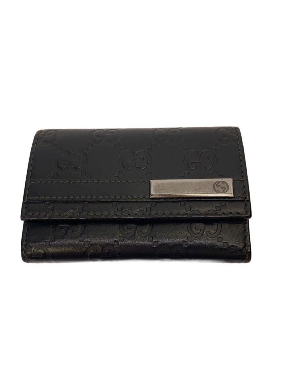 Gucci Key Case Wallet Faux Leather Black